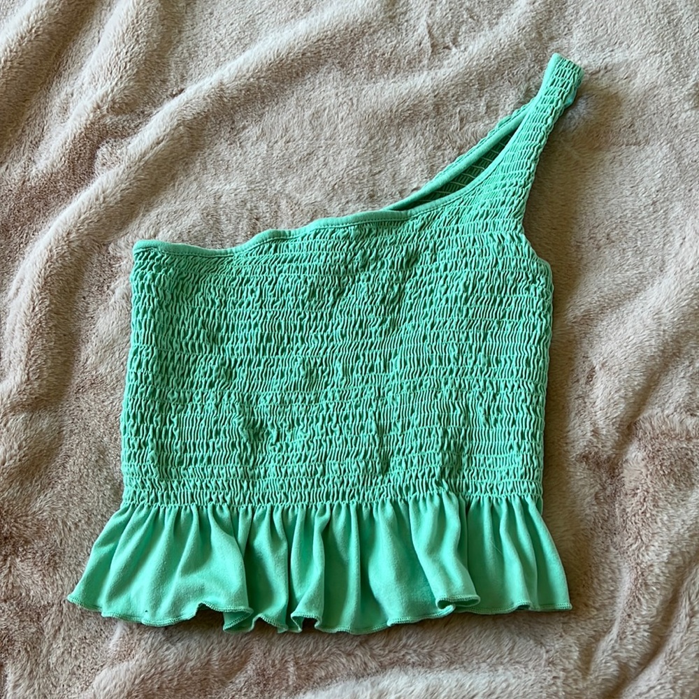 One shoulder ruched tank top